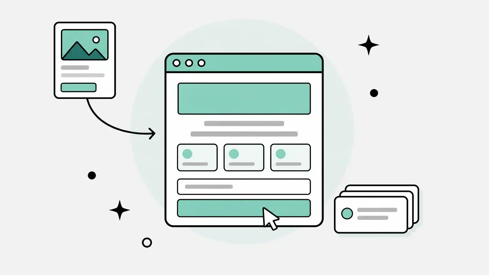 ภาพประกอบ Landing Page ที่รับคลิกจากโฆษณา มีพาดหัว แถวหลักฐาน และฟอร์มที่มีปุ่มส่งสีเขียวมิ้นต์เพียงปุ่มเดียว